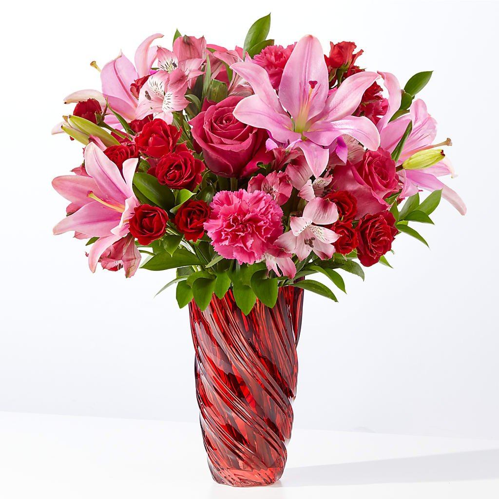 In Love Bouquet with Luxe Swirl Vase – Branch Floral Designs, Nyssa OR