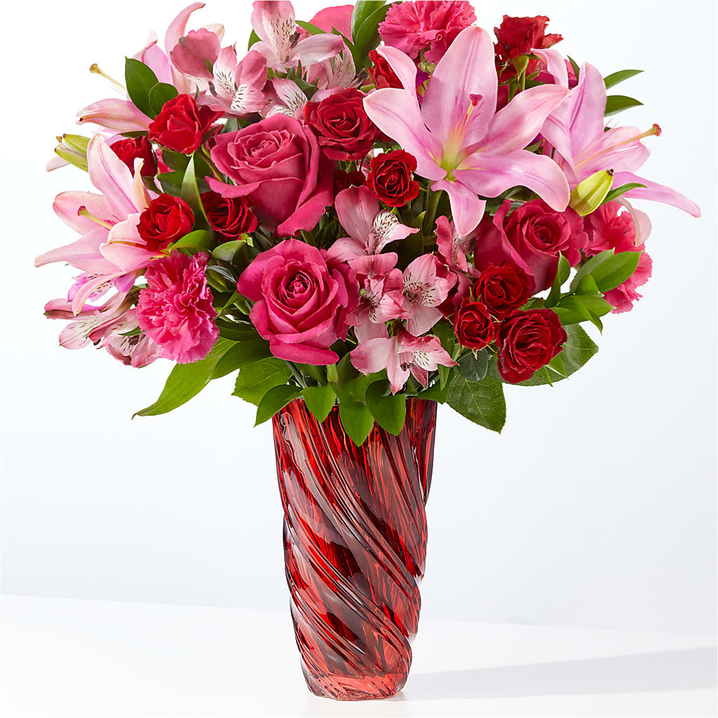 In Love Bouquet with Luxe Swirl Vase – Branch Floral Designs, Nyssa OR