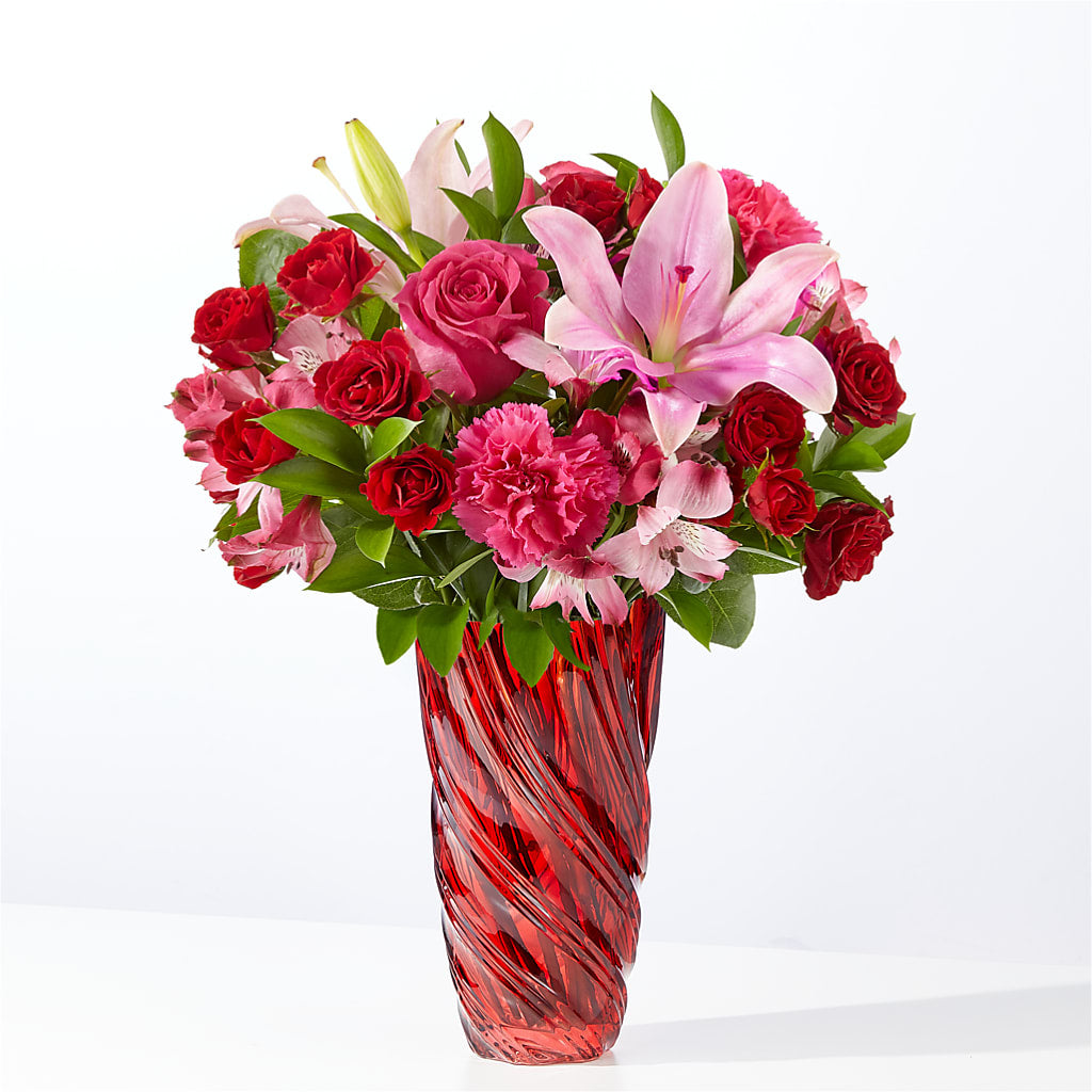 In Love Bouquet with Luxe Swirl Vase – Branch Floral Designs, Nyssa OR
