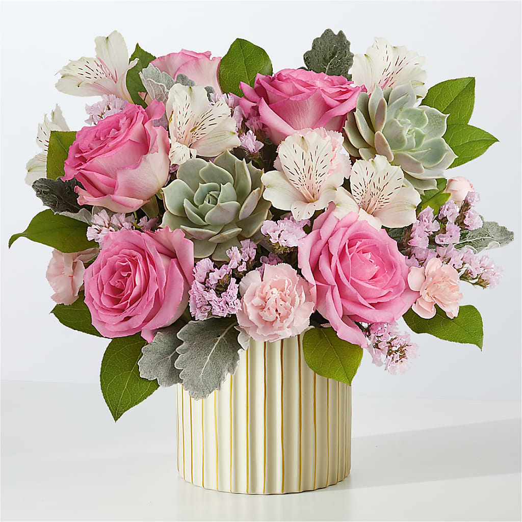 Dusty Rose Bouquet with Ivory Vase – Branch Floral Designs, Nyssa OR