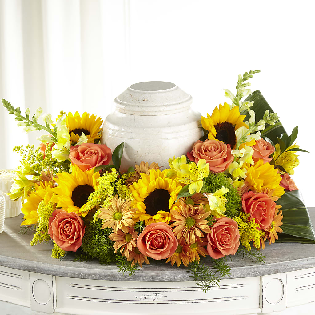 Faithful Sunflower Cremation Adornment – Branch Floral Designs, Nyssa OR
