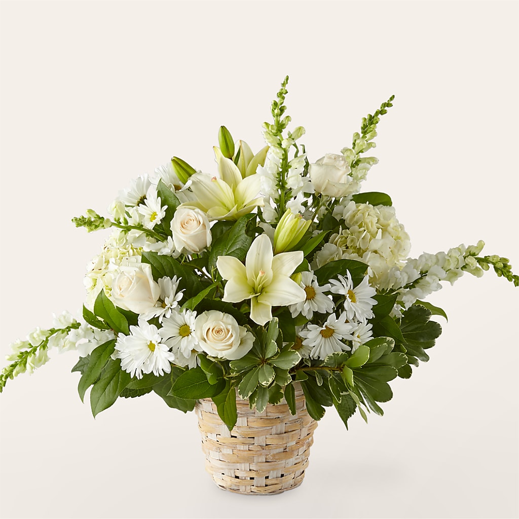 Ivory Elegance Floral Basket – Branch Floral Designs, Nyssa OR