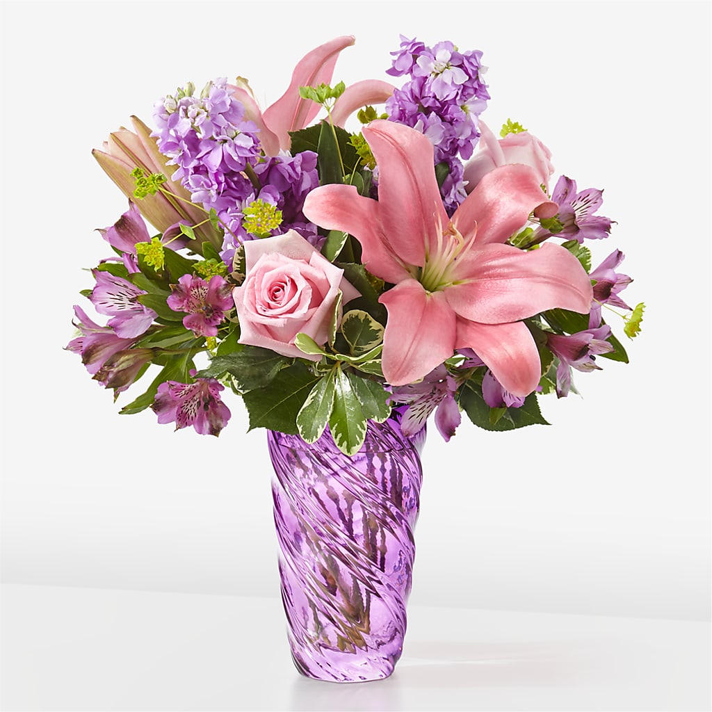 Precious Petals Bouquet with Luxe Swirl Vase – Branch Floral Designs, Nyssa OR