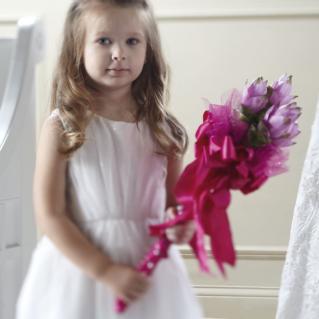 Sparkle Pink Flower Girl Bouquet – Branch Floral Designs, Nyssa OR
