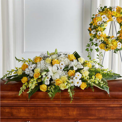 Golden Harmony Casket Spray –  Branch Floral Designs, Nyssa OR